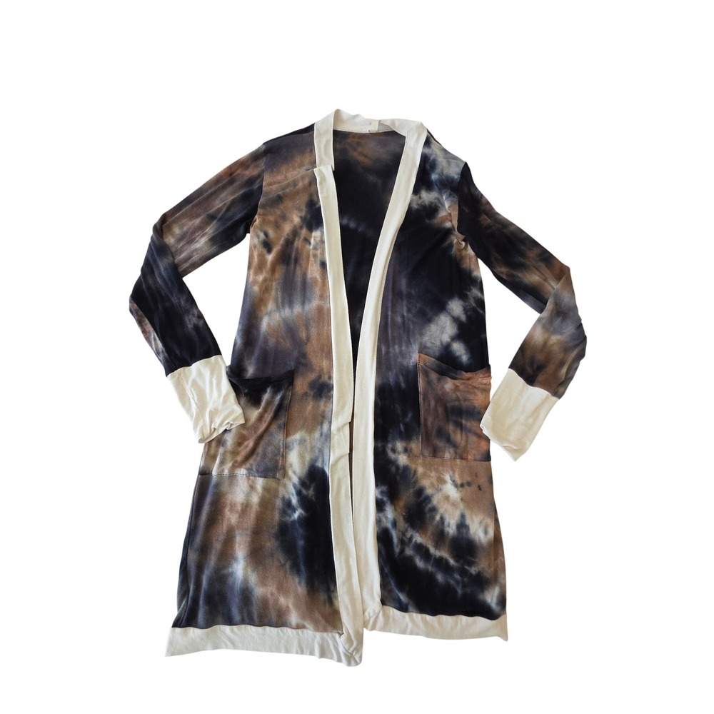Boho Tie Dye Open Front Duster Cardigan Long Sleeve‎ Festival Layer Medium